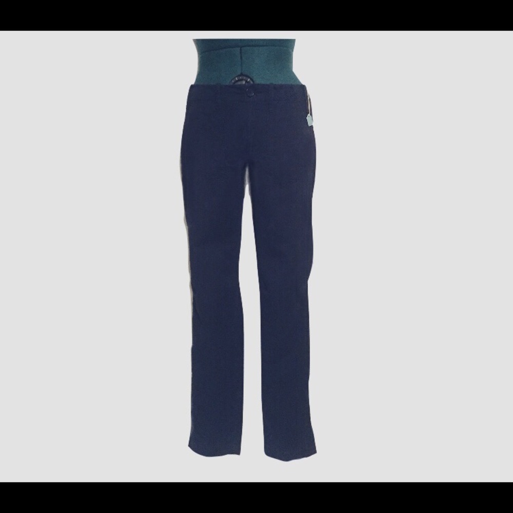Anthropologie Navy Straight-Leg Trousers